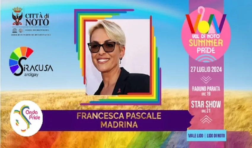 , Francesca Pascale madrina del “Val di Noto Summer Pride”