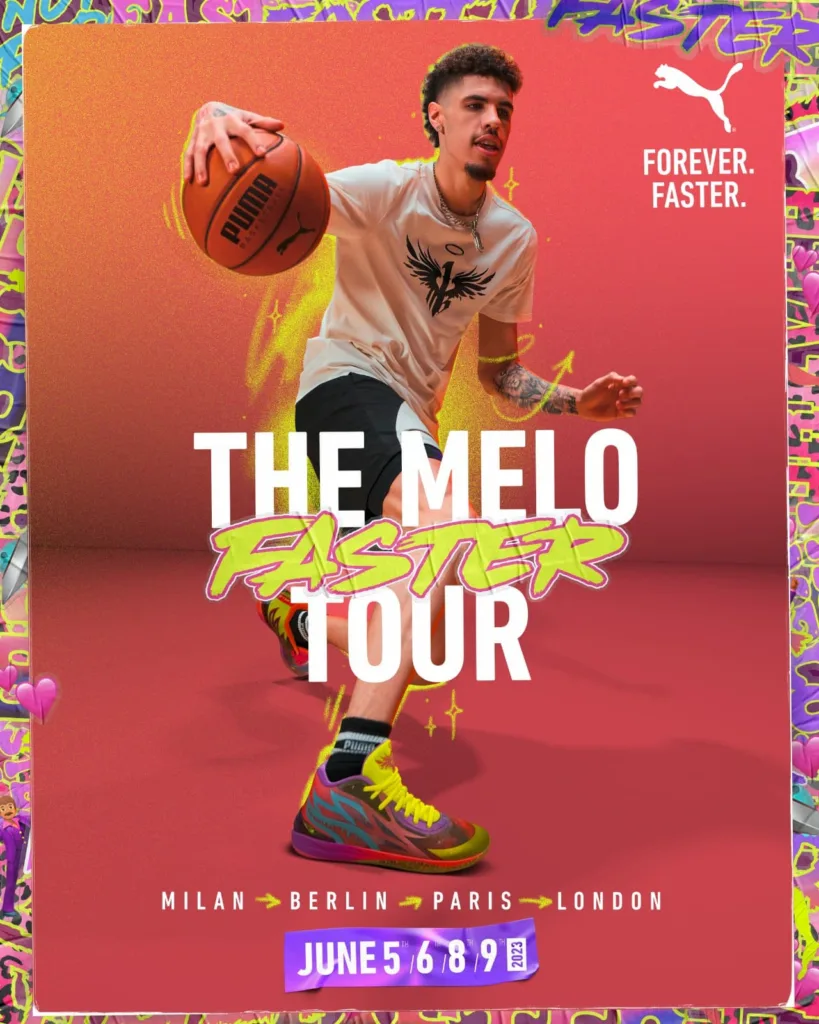 MELO FASTER TOUR 2023 a Milano, #PUMA annuncia il THE MELO FASTER TOUR, il primo tour europeo con la sua stella NBA LaMelo Ball